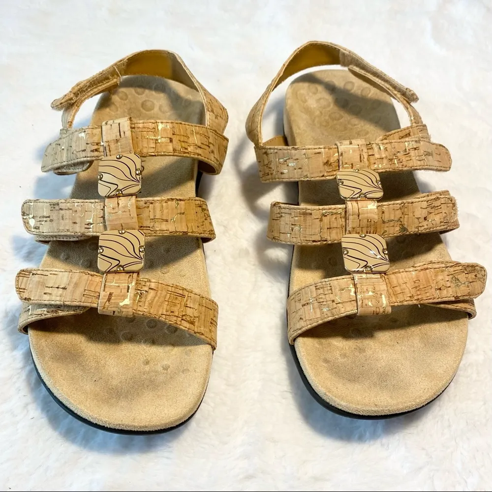 Vionic Gold Cork Adjustable Amber Sandals Size 6 - Image 8