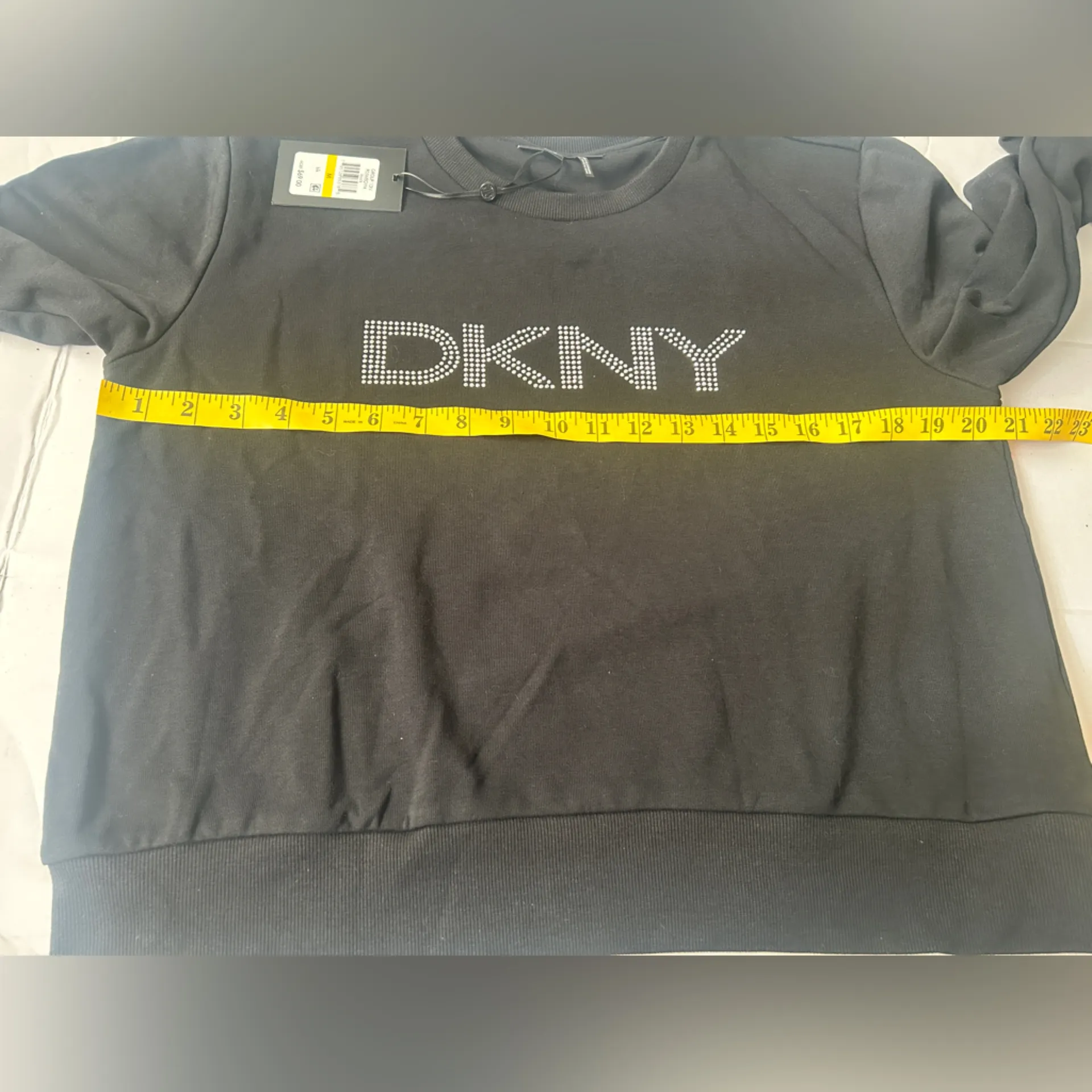 NWT DKNY Women’s Sweatshirt Rhinestone Stud Logo M - Image 6