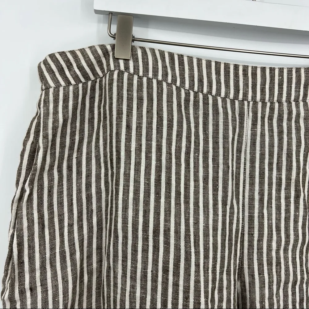 Chico’s Striped Wide Leg Linen Pants Brown White Size 2.5 Large - Image 3
