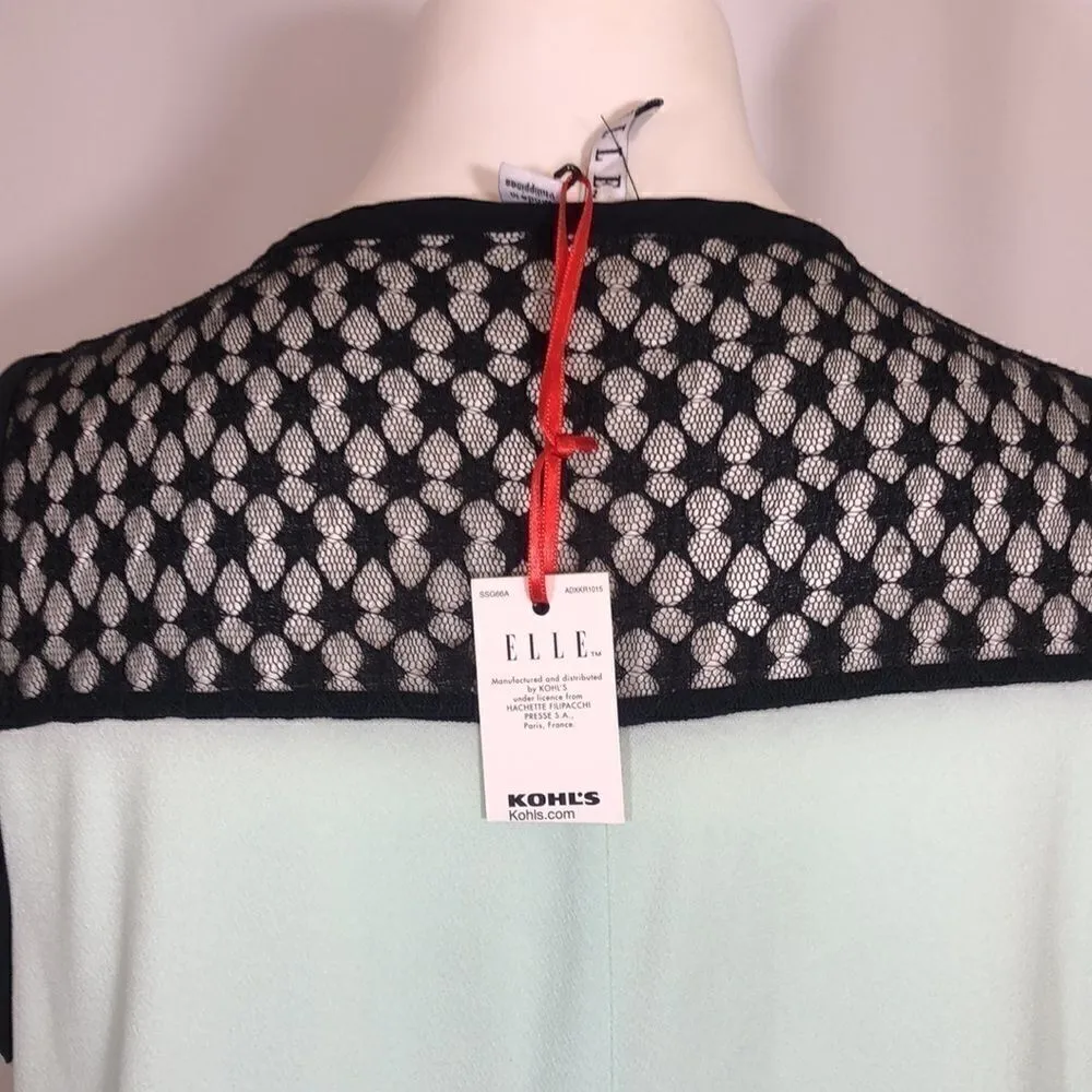 Elle pastel green black sleeveless lace top - Image 6