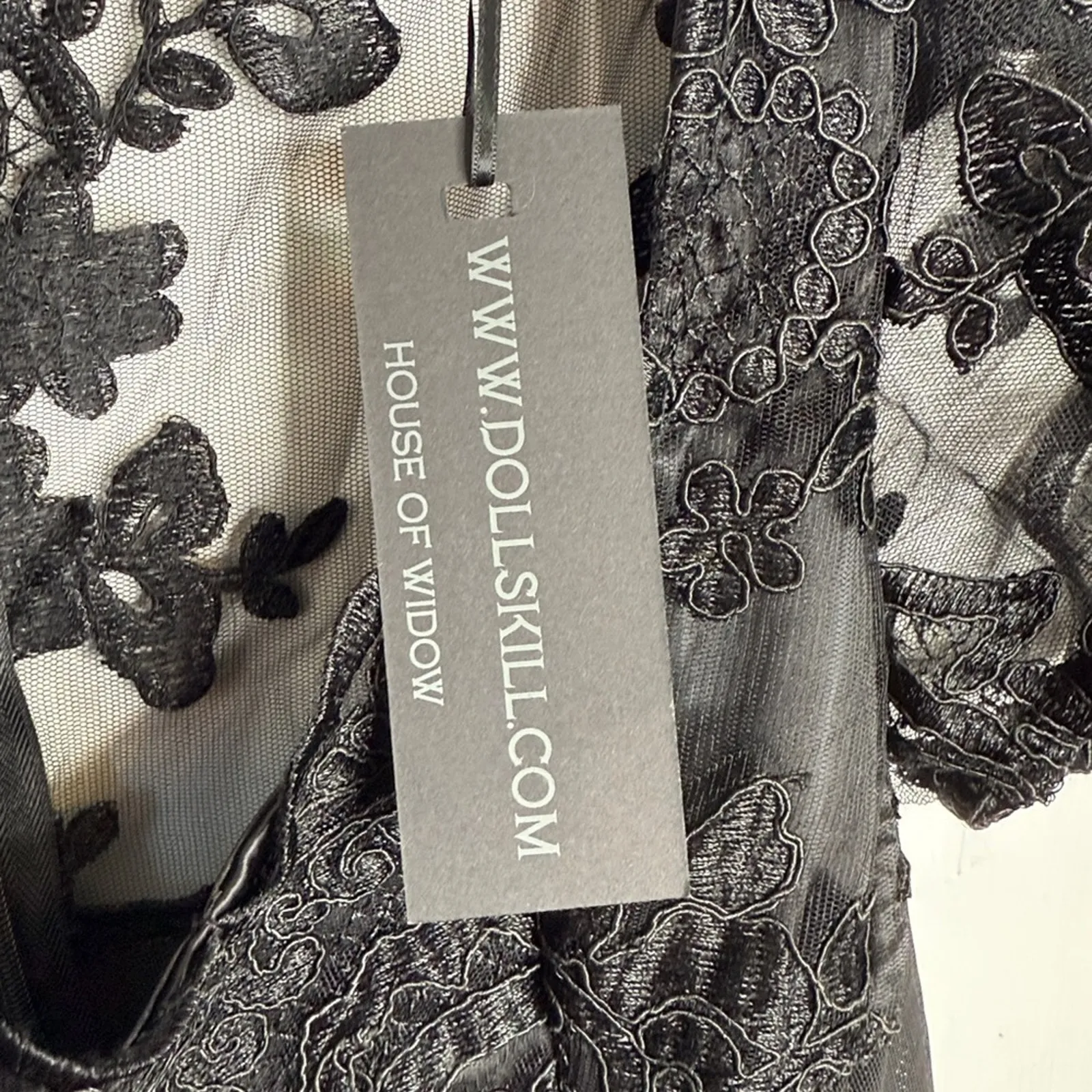 Dolls Kill Widow Black In Distress Mini Lace Dress New with Tag W1854 Sz S - Image 4