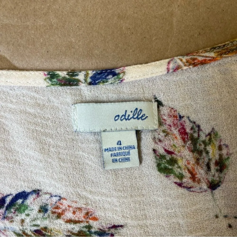 Anthropologie Odille Feather Leaf Peplum Top Size 4 - Image 9