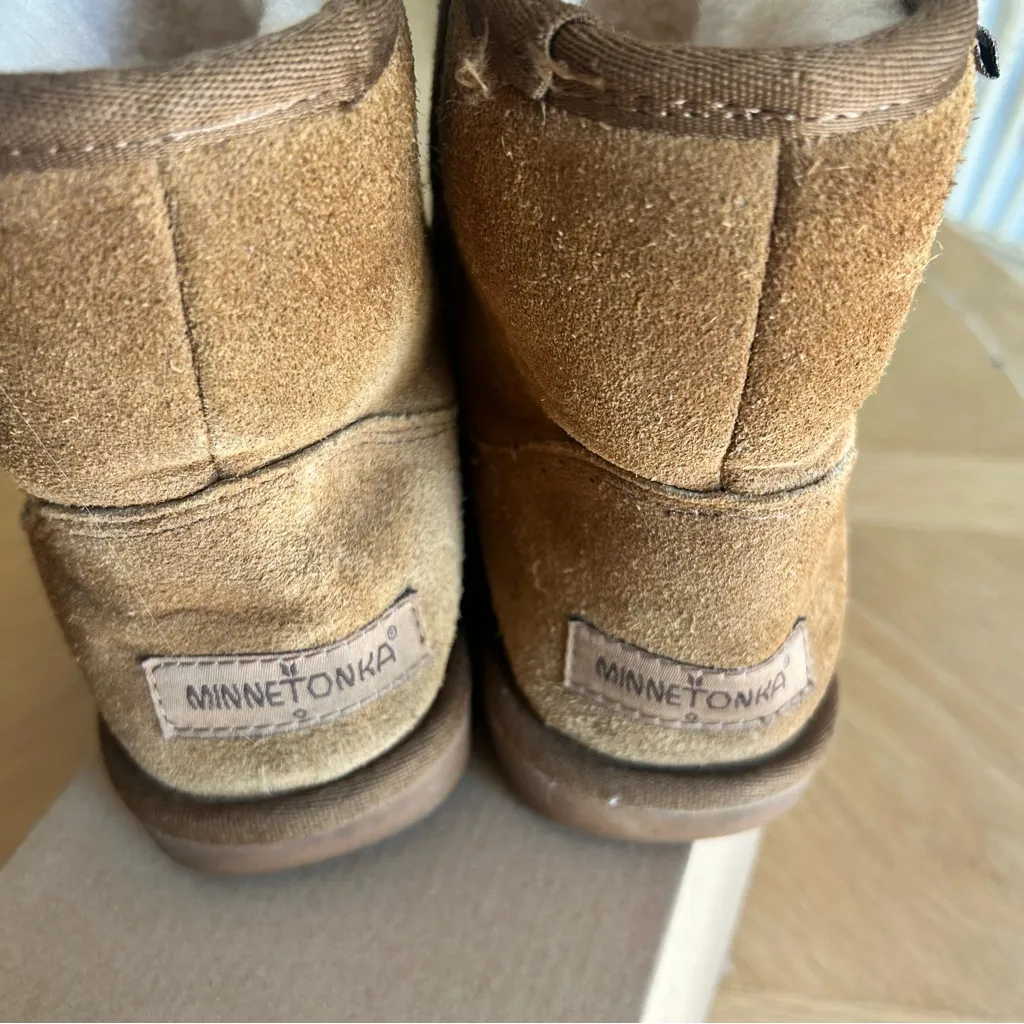 Camel Short Leather Boots Fur Lined - Image 2