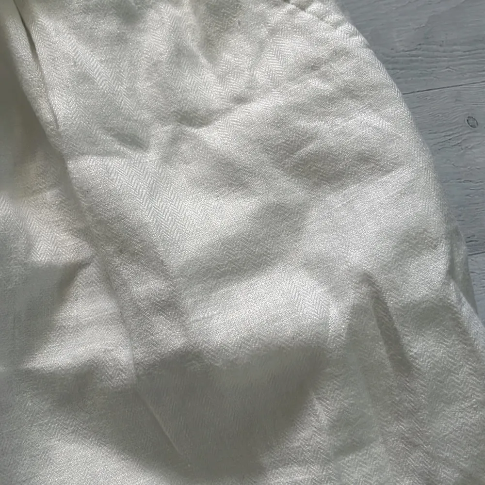 LOFT 100% Linen White High Waist Belted Skirt Size L - Image 3