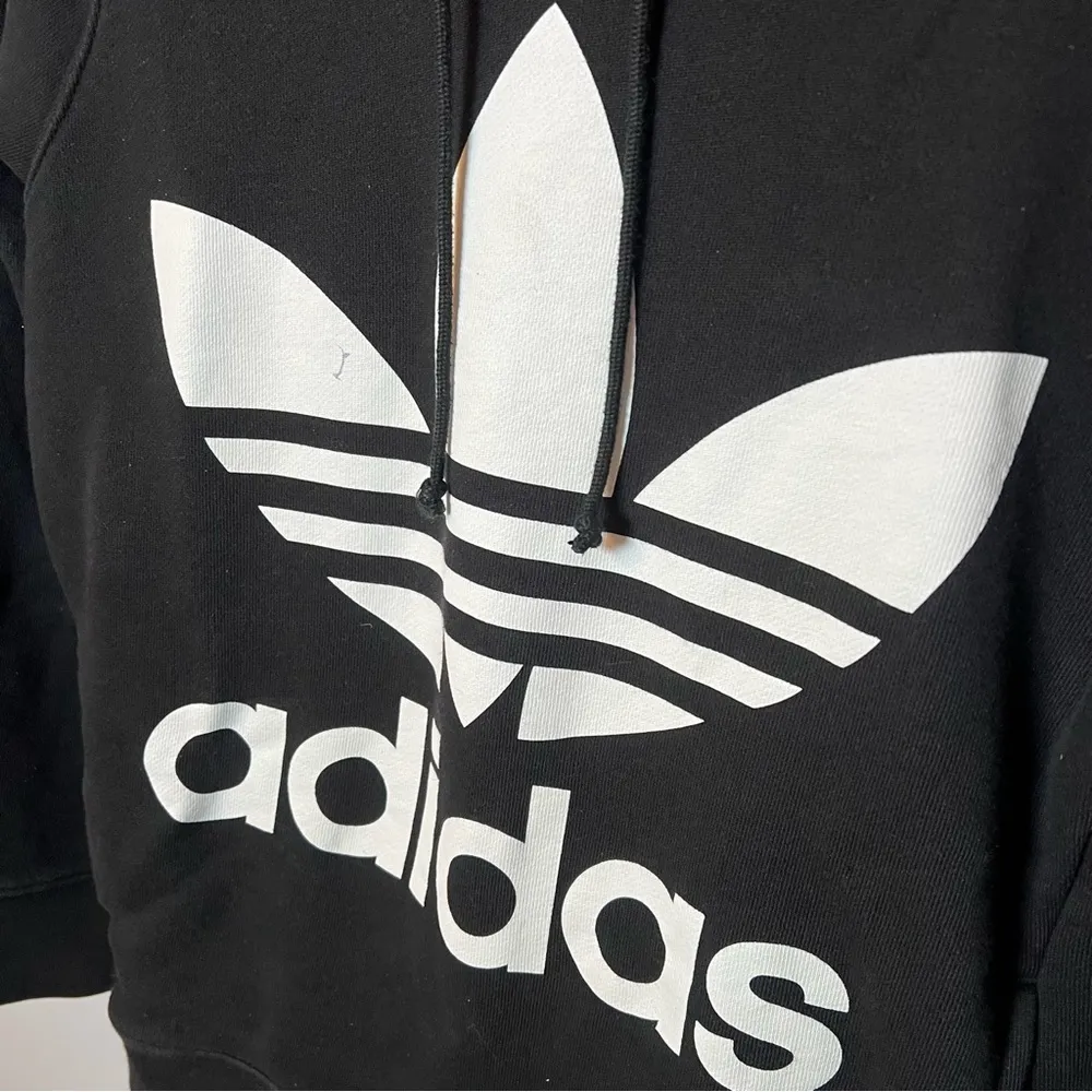 Adidas Original Trefoil Black Large Logo Hoodie Women’s size Small Sweatshirt‎ - Image 2