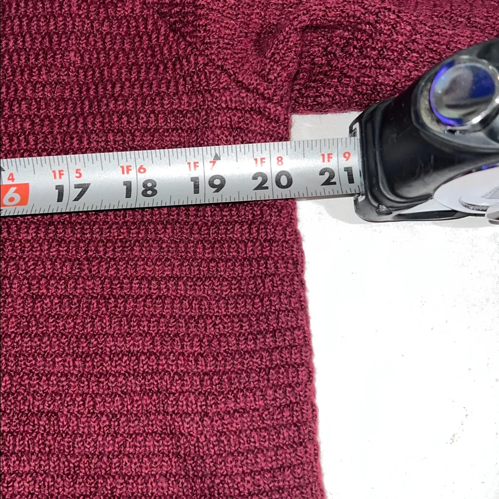 J Jill Knit Sweater Tunic M Maroon Ribbed Long Pullover V Neck Modest Red Size M - Image 9