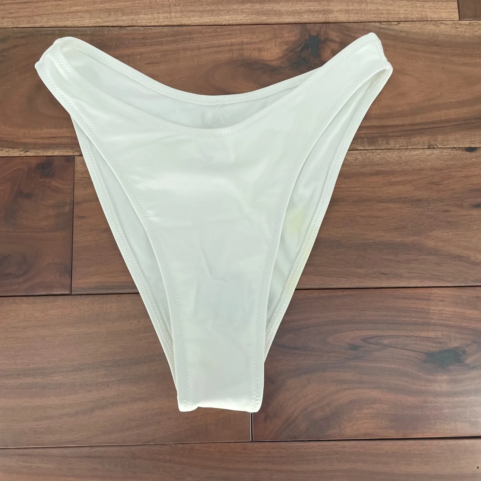 Lulus White High Cut Bikini Bottoms Swimsuit Size Small S - Image 2