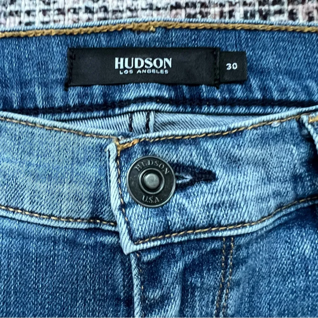 Hudson Holly High-Rise Skinny Jeans Size 30 Ripped Knee Distressed Ankle Length - Image 3