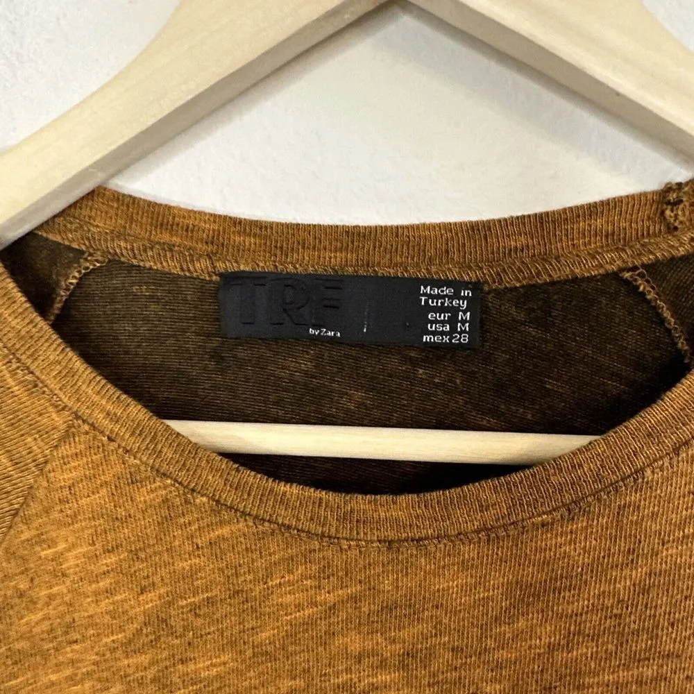 Zara TRF Burnt Orange Sleeve Stripe Pullover Sweater Size Medium Women’s - Image 2