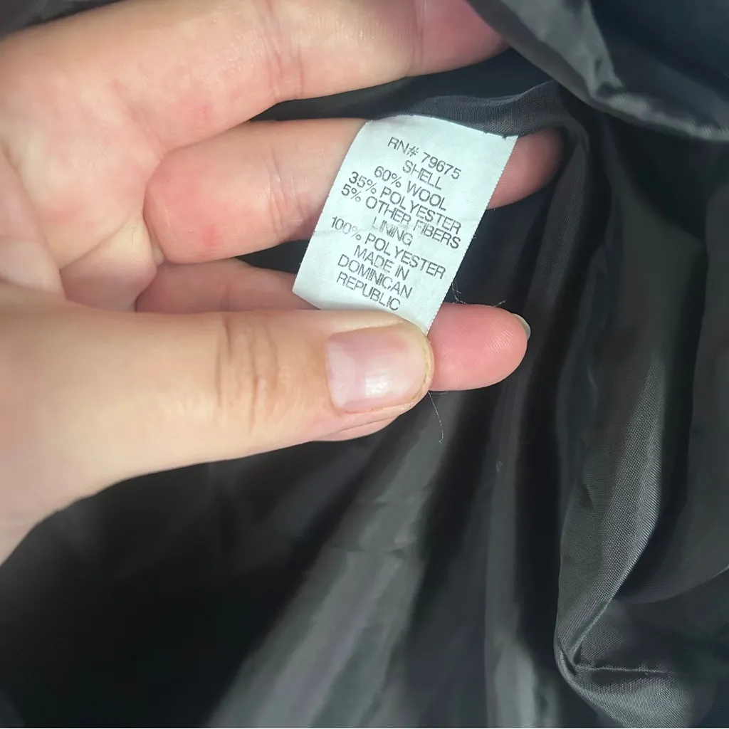 Jason Kole Black Hooded Pea Coat Classic Wool Blend Basic Fall Winter Medium - Image 3