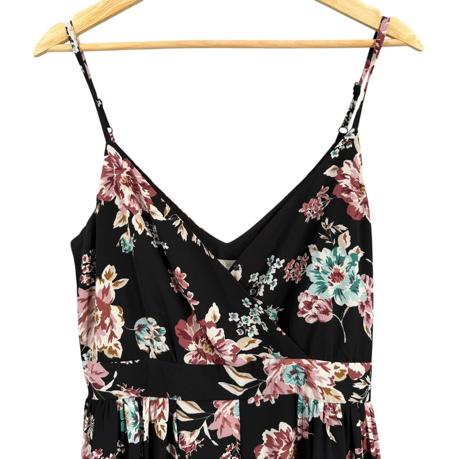 BP Black Floral Romper Maxi Overlay Dress Festival Boho Brunch Resort Medium New - Image 5