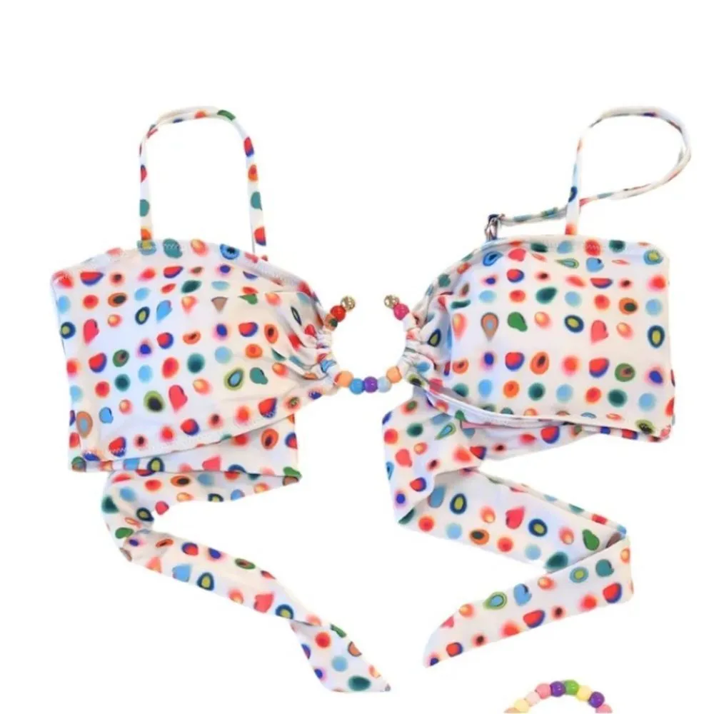 NWT Strawberry Milk Mob Roygbv Bikini Top Size Small White - Image 8