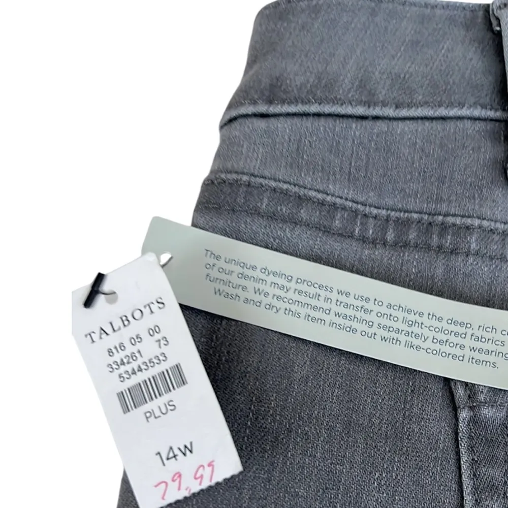 NWT Talbots Flannel Trimmed Jeans Grey Size 14W - Image 2