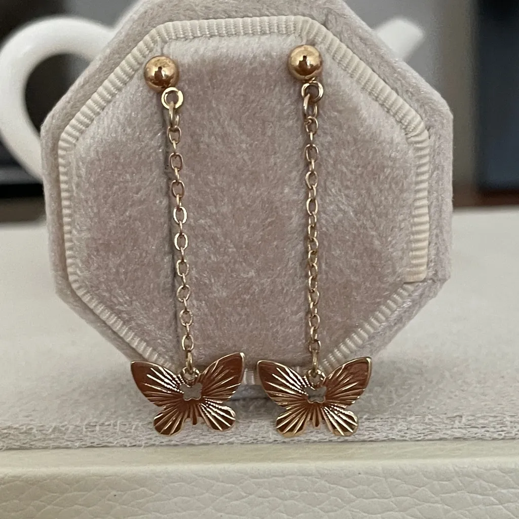 Shiny butterfly dangle earrings - Image 3