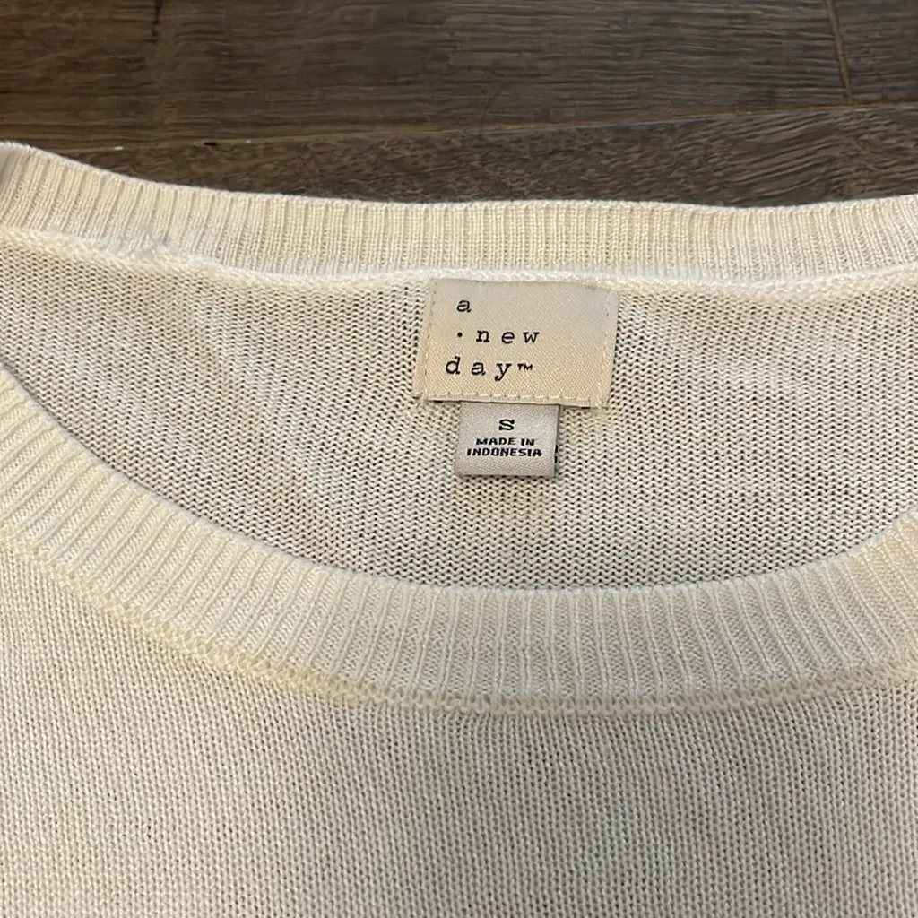 Women’s A New Day Ivory Knit Lightweight Crewneck Sweater, Size Small - Image 2