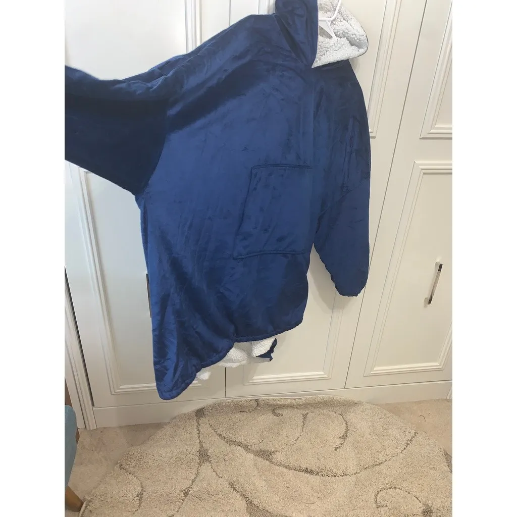 Oversized Wearable Blanket Hoodie Sweatshirt Blue Unisex Blue Size undefined - Image 3