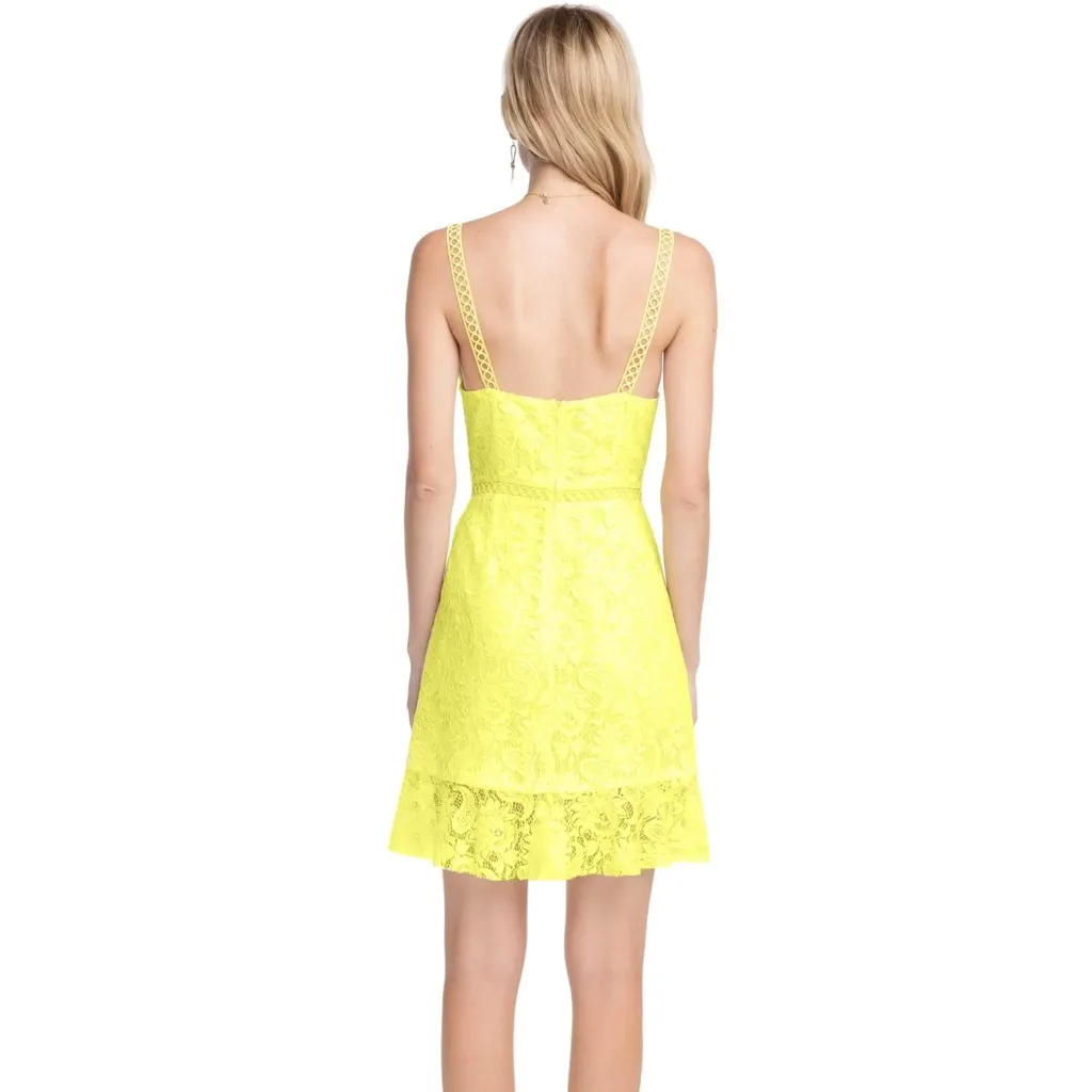 Astr The Label Joey Sleeveless Lace Bow Tie Short Mini Dress Size Large Yellow - Image 9