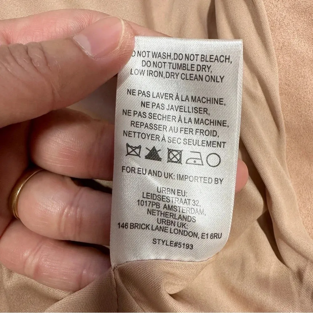 Anthropologie Hutch Open Jacket Blazer Faux Vegan Suede in Peachy Beige Size S - Image 13