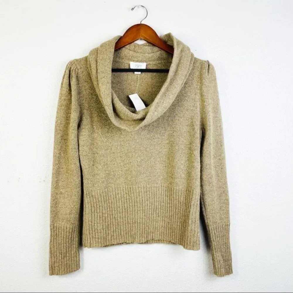 Ann Taylor LOFT Glitter Metallic‎ Thread Cowlneck Turtleneck Sweater Size Large - Image 4