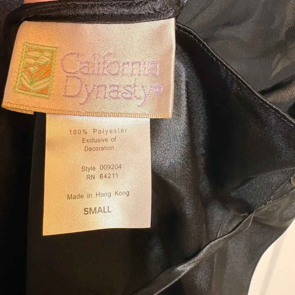 Cachet by Tracy Black Satin Lace Slip Dress Y2K Evening Maxi Small - Image 4