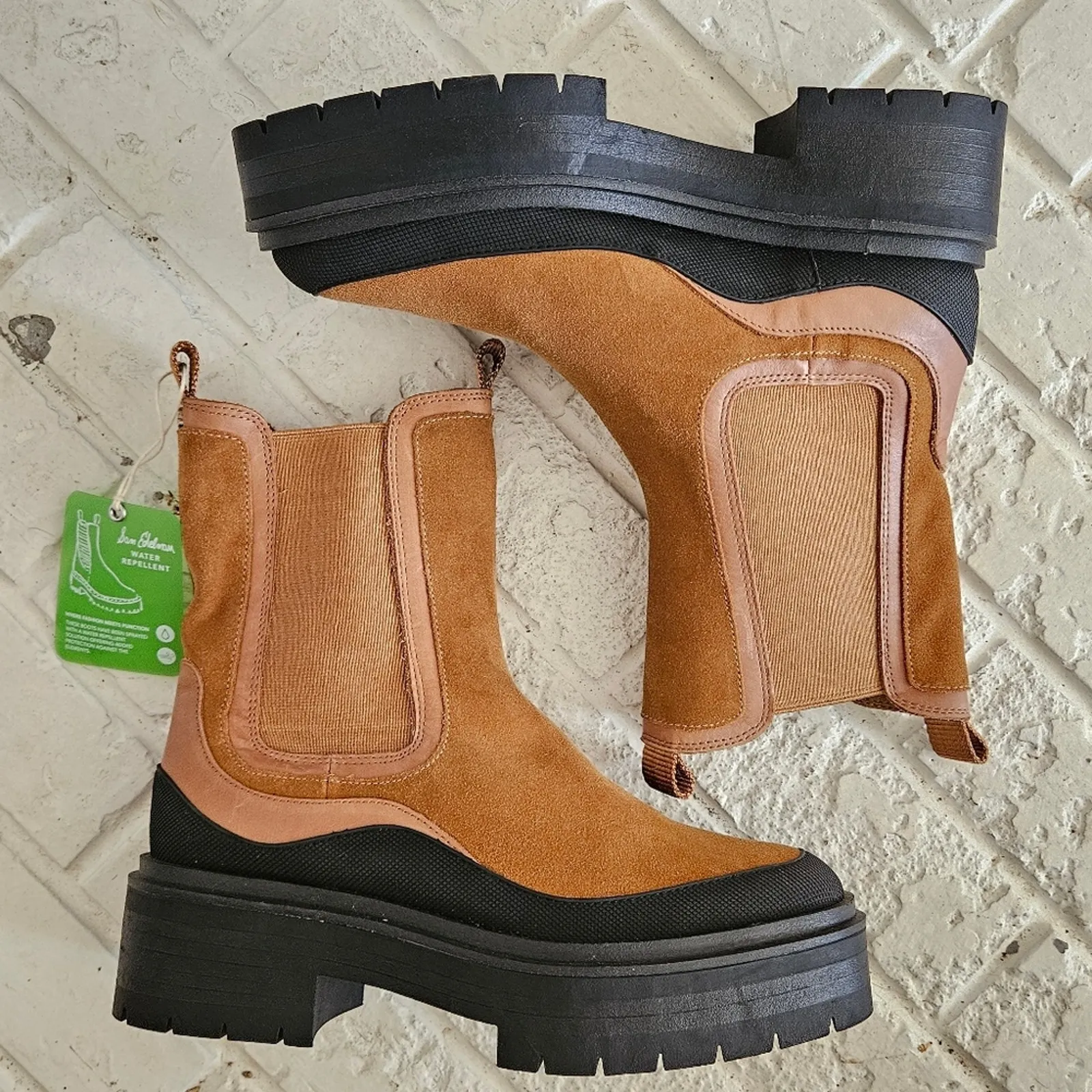 Sam Edelman Lulia Tan Suede Platform Lug Sole Chelsea Boots‎ Size 8 - Image 7