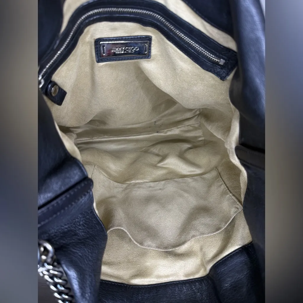 Jimmy Choo Blare Biker Quilted Leather And Chains Edgy Tote Bag Purse Auth Card - Image 14