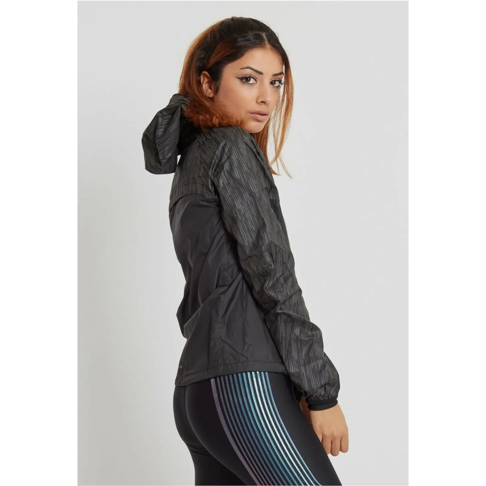 Nike Women's Shield Flash Running Reflective Zip Up Black Gray Jacket Size Small - Image 6