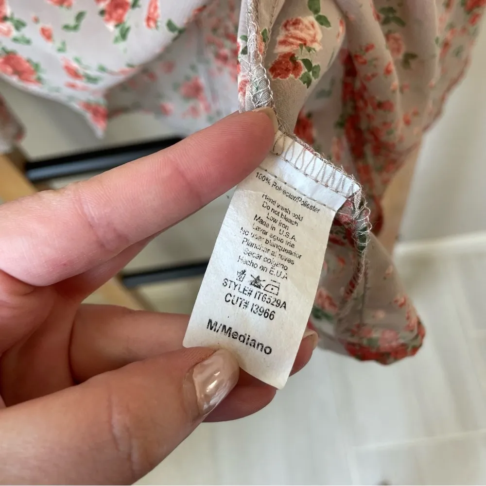 Lovely Day Floral Slightly Sheer Boho Long Sleeve Lace Up Back Top Blouse - Image 4