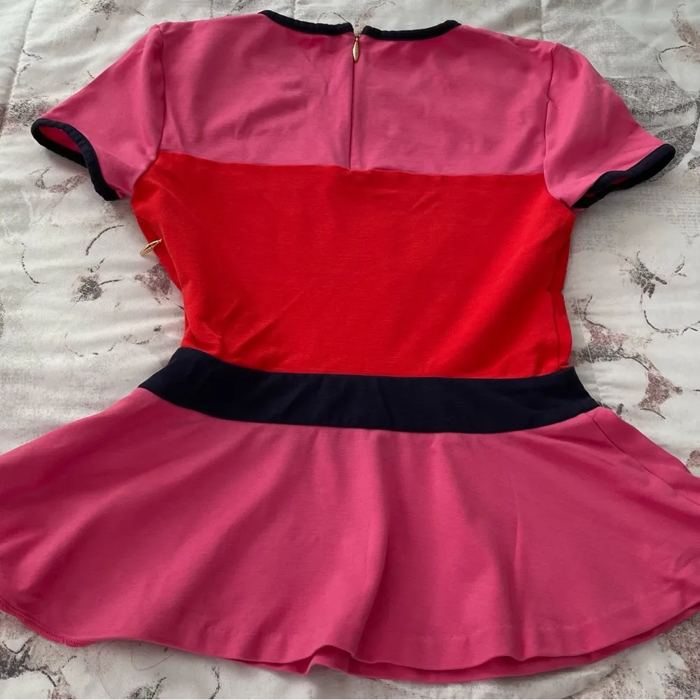 Juicy Couture pink orange colorblock peplum ruffle blouse, size 2 Barbiecore - Image 12