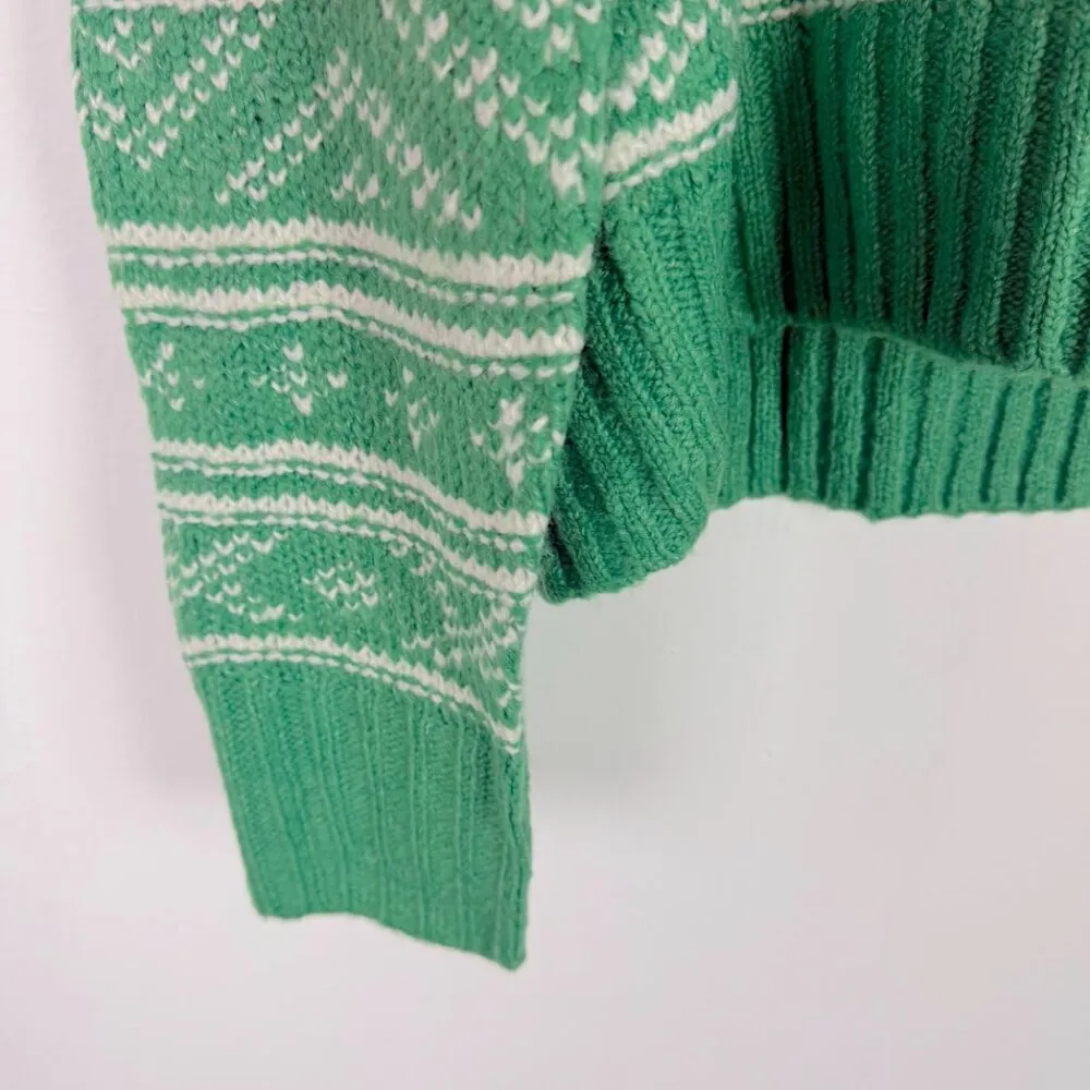 NWT  Fairisle Snowdrift Sweater Boxy Cozy Green Size XS NEW - Image 4