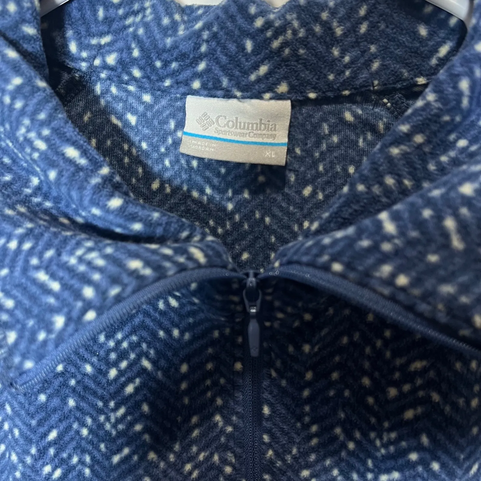 Columbia Women XL Blue Herringbone Fleece Quarter Zip Pullover Long Sleeve - Image 3