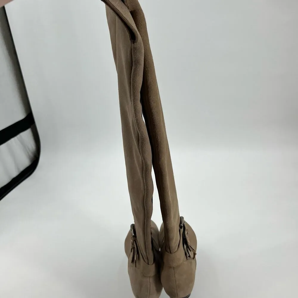 BCBG Generation Cristina taupe tan Buckle Tall Boots Suede Leather US 9 - Image 5