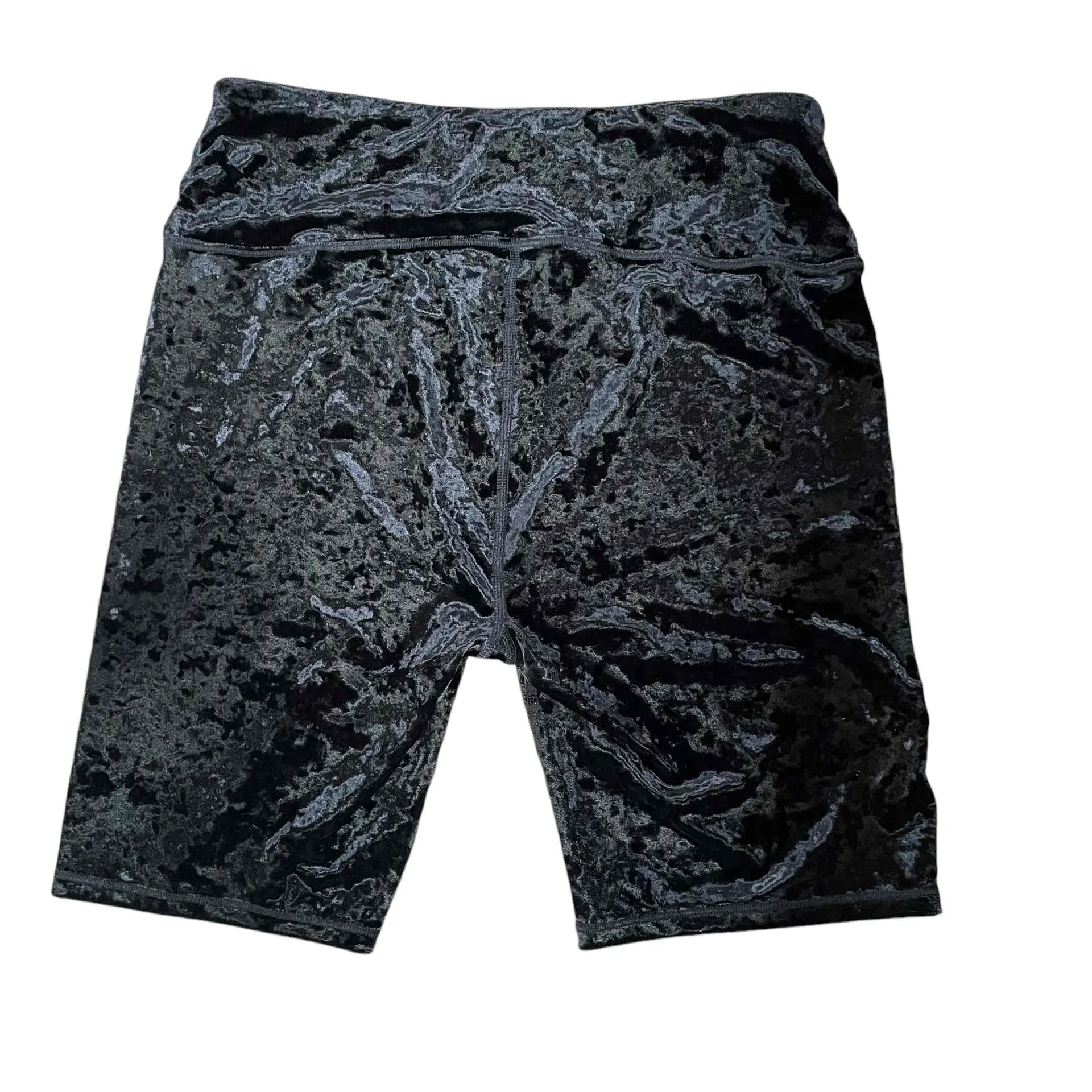 Good American Women's Athleisure High‎ Waist Black Faux Velvet Biker Shorts Size - Image 6