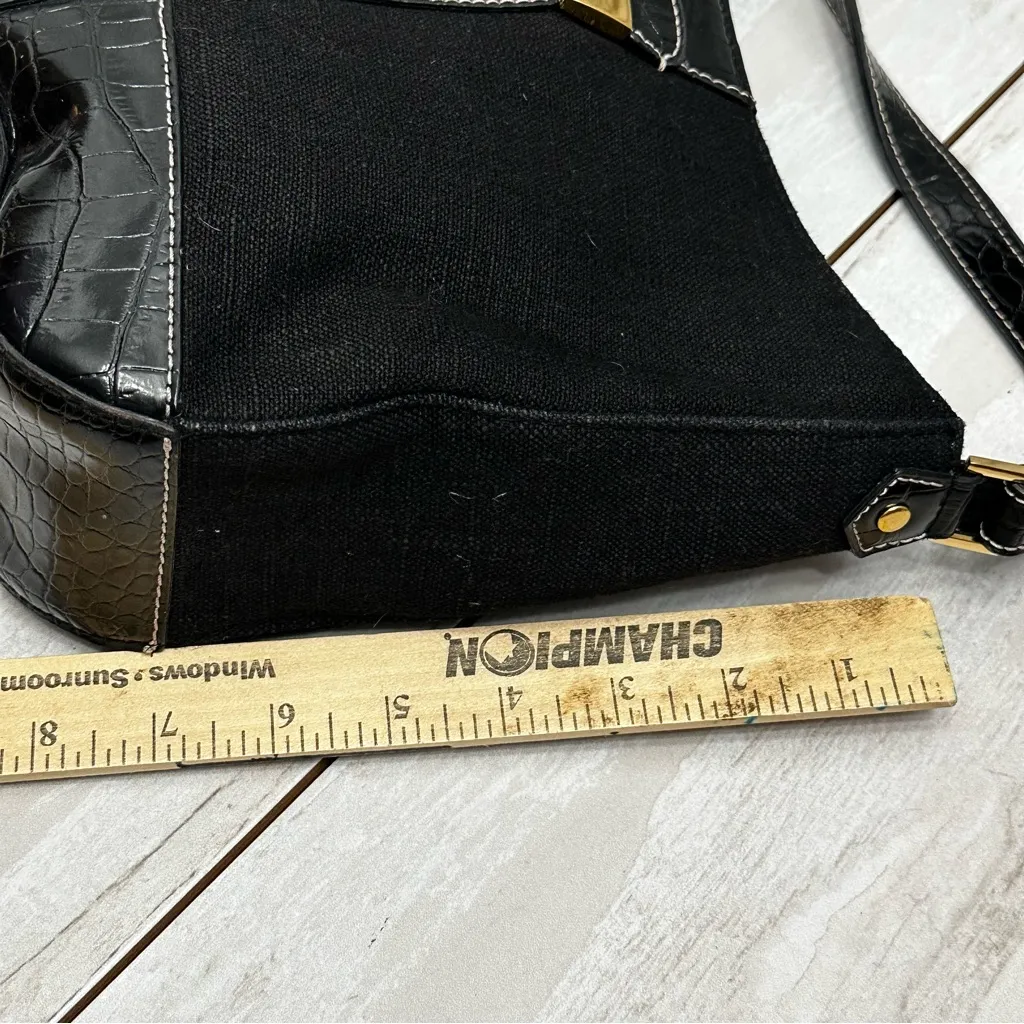 Etienne Aigner Black Linen Gold Hardware Shoulder Bag Y2K Working Girl Polished - Image 10