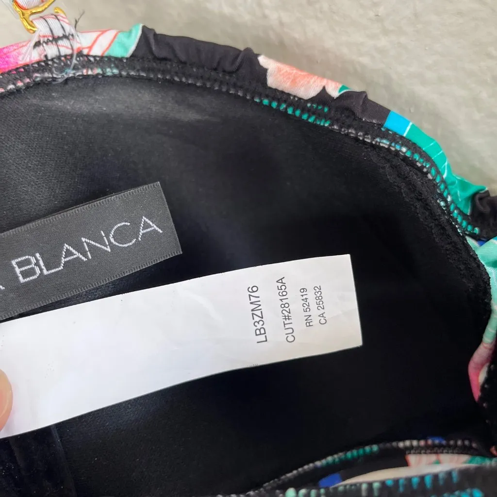 La Blanca Womens Floral NightFall Ruffle Bandeau Bikini Top Size 8 - Image 10