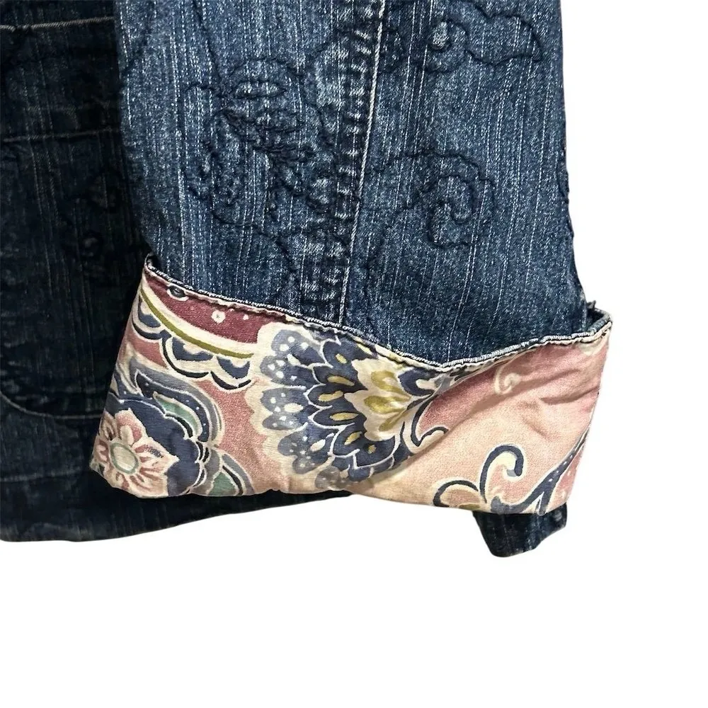 Alfred Dunner Women's Embroidered Denim Jacket Size 10 Blue Floral - Image 3