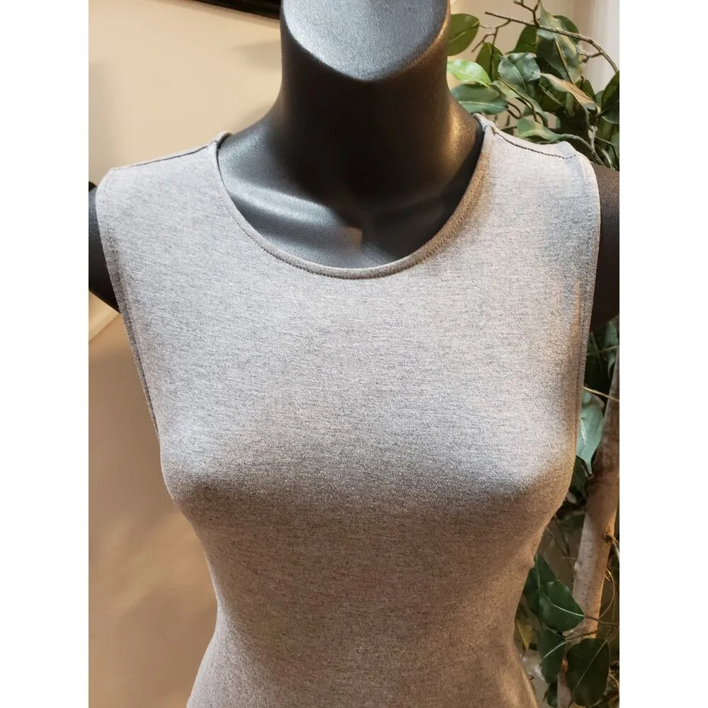 Press Long Maxi Dress Womens Small Gray Stretch Sleeveless Round Neck Pullover - Image 13