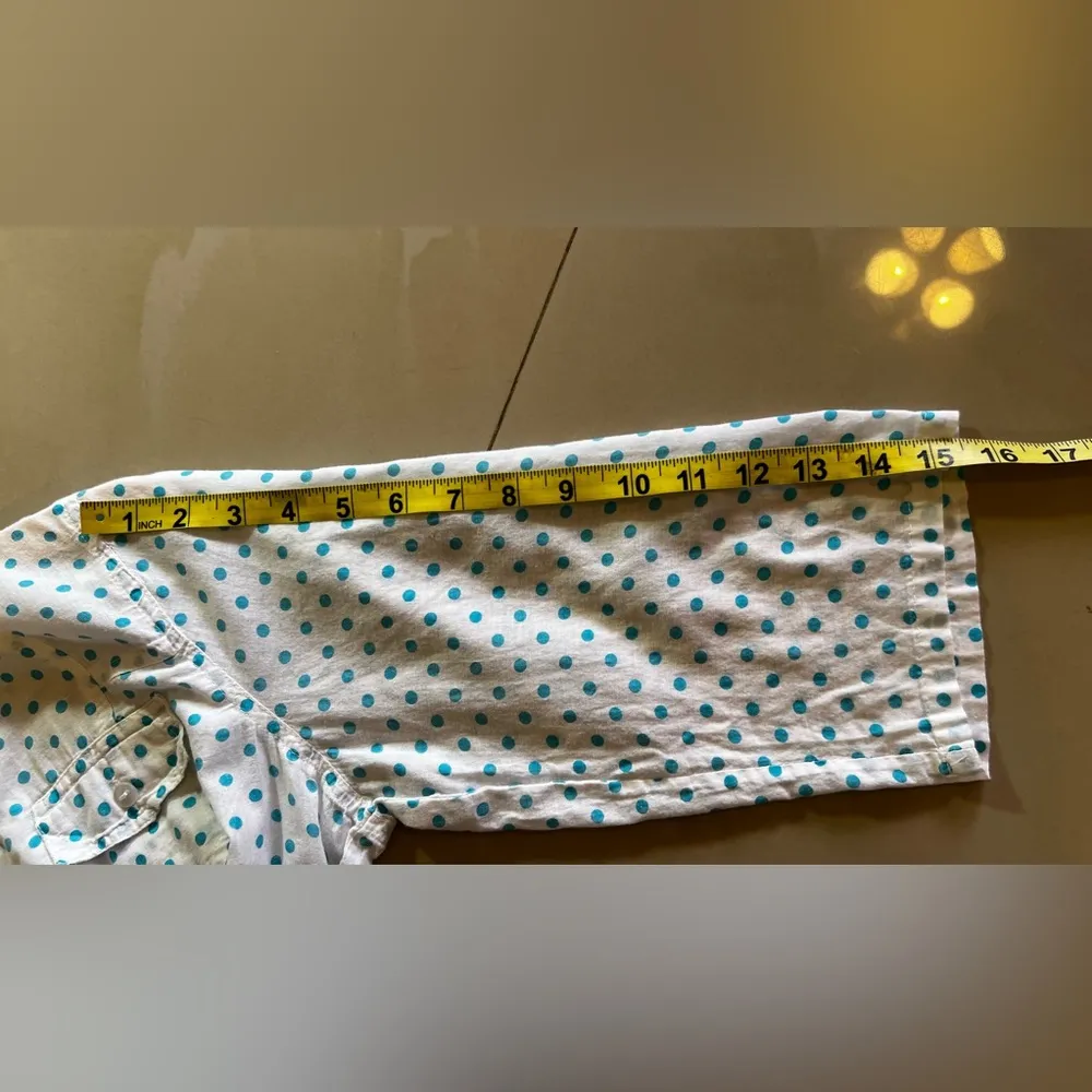 Eden Olivia Womens Flannel Shirt Size M White Polka Dots 3/4 Sleeve Button Up - Image 8