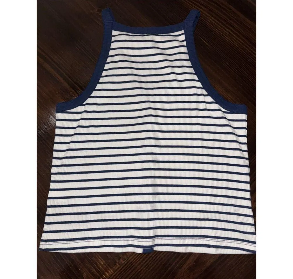J Crew Nautical Womens Blue White Striped  Tank Top XL NWT - Image 5