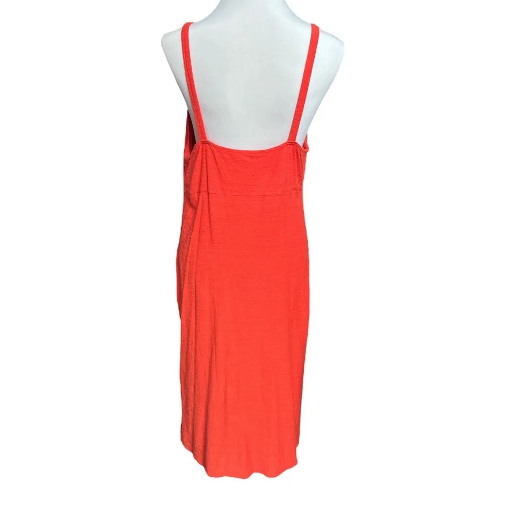 Lucky Brand Button Down Midi Tank Dress Orange Size Large - Image 2