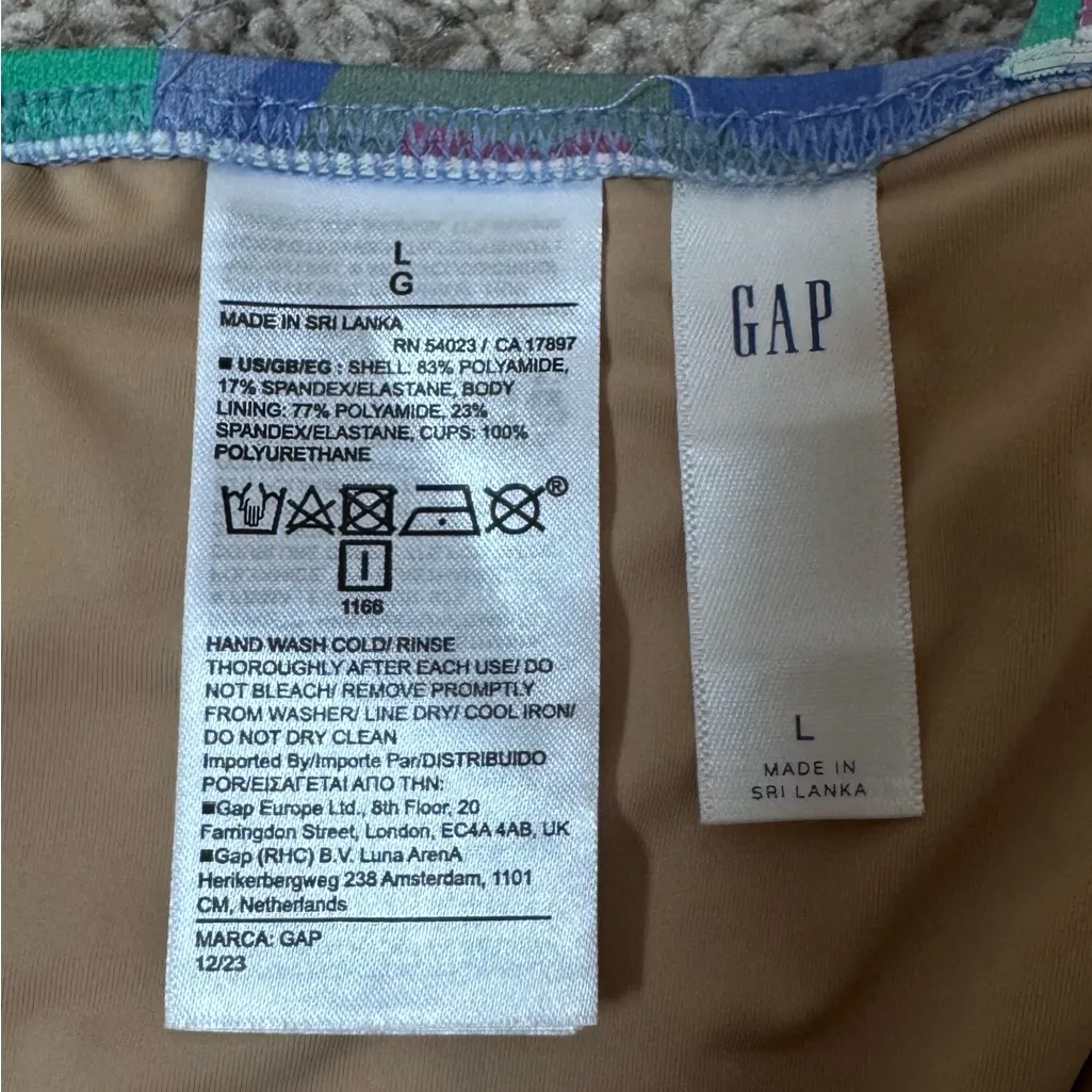 GAP Plunge Floral One-Piece Swimsuit L Ruched Sides Adjustable Straps Resort - Image 8