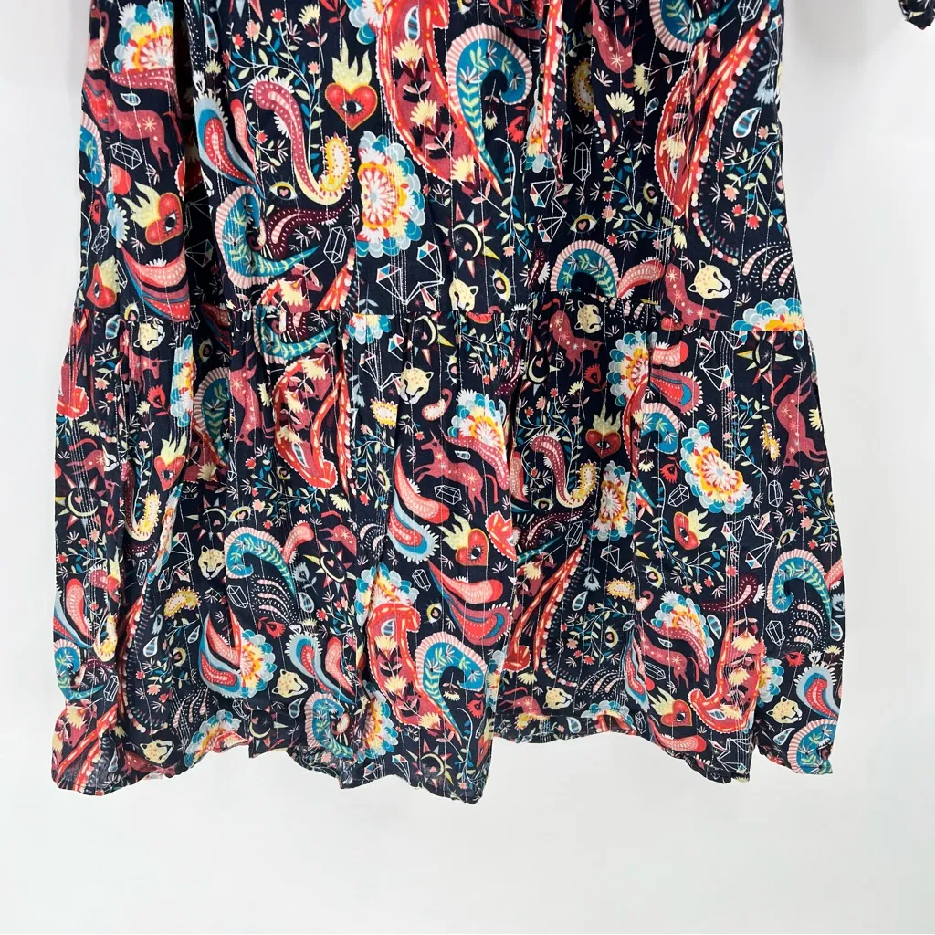 LOFT Shimmer Paisley Tie Neck Midi Dress size Medium NWT - Image 8