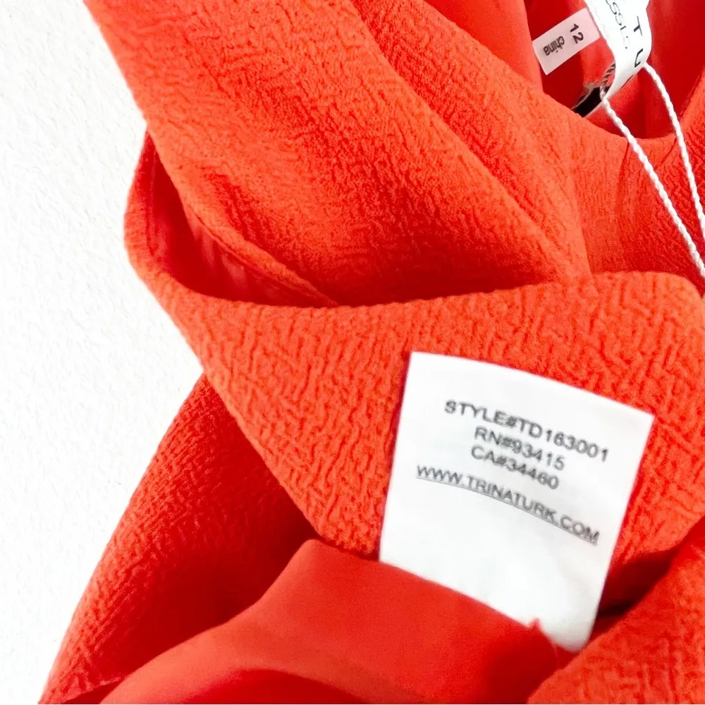TRINA TURK Golda Orange Tomato Front Pleated Pants Side Pockets Jumpsuit Size 12 - Image 7