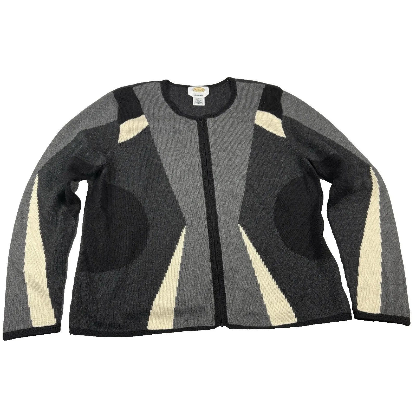 Talbots Alpaca Blend Cardigan Sweater Women's Size Large Peru Full Zip Lux Grays - Image 3