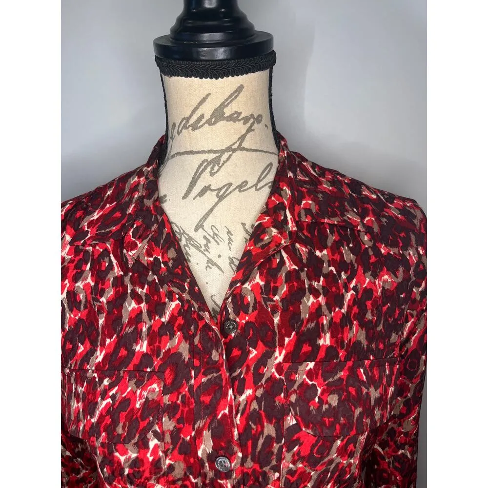 Equipment Femme button front collared dressy blouse shirt top slim fit XS - Image 5