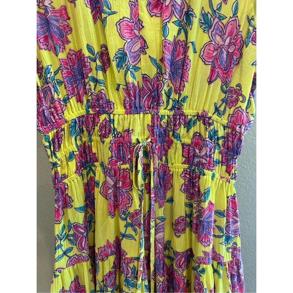 Size S Easel Los Angeles Boho Peach Blossom Floral Maxi Dress in Yellow - Image 6
