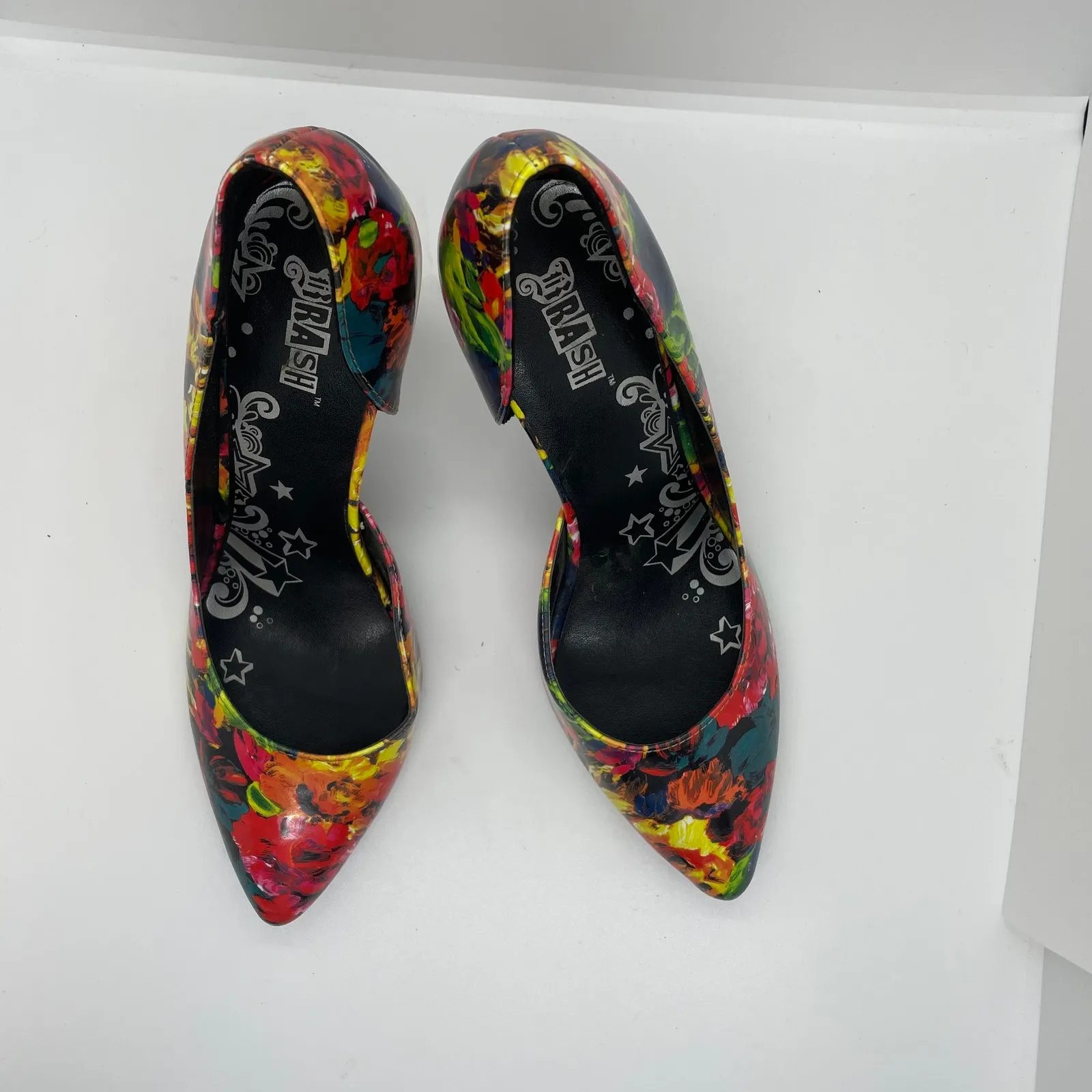 BRASH Dorsay Stiletto Floral Multicolor Heels sz 8 - Image 2