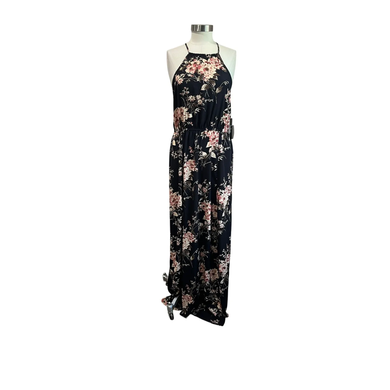 Lulus Feel The Music Floral Maxi Dress Size L Blue NWT Romantic Formal - Image 4
