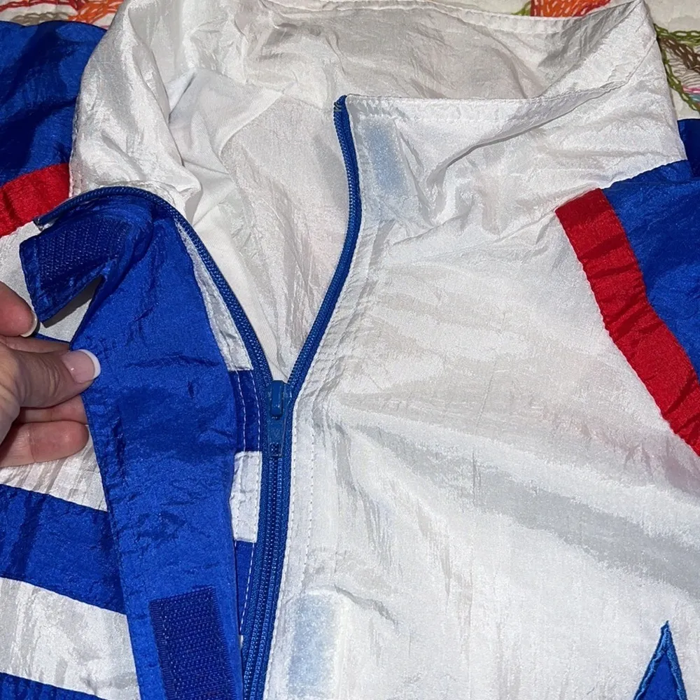 Vintage Bocoo womens large windbreaker patriotic USA stars and striped zip close Blue - Image 6
