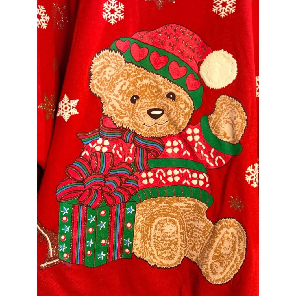 VTG 90s Nutcracker Teddy Bear Christmas Sweatshirt Women’s 20W/40 Red Snowflakes Size undefined - Image 5